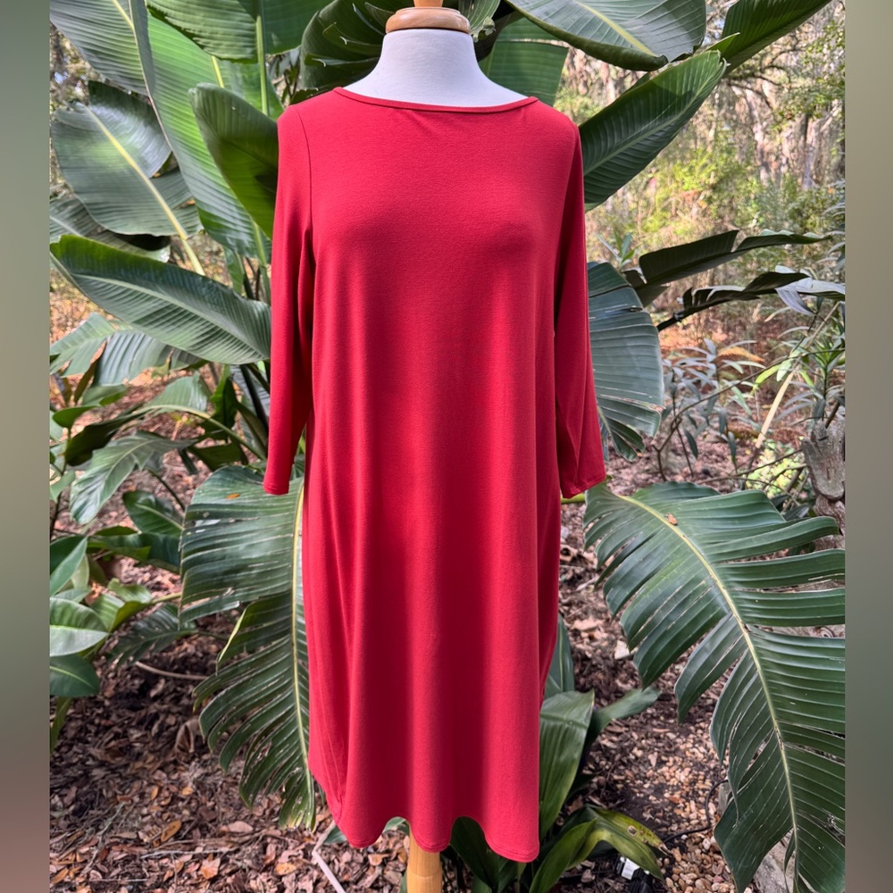 Eileen Fisher Vibrant Red Long Sleeve Dress
